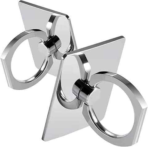 Square Sparkling Phone Ring Holder Stand, 360° Rotation, Silver