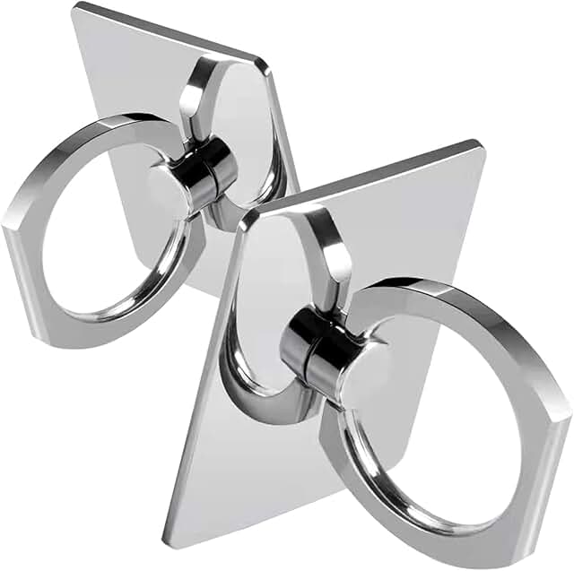 Square Sparkling Phone Ring Holder Stand, 360° Rotation, Silver