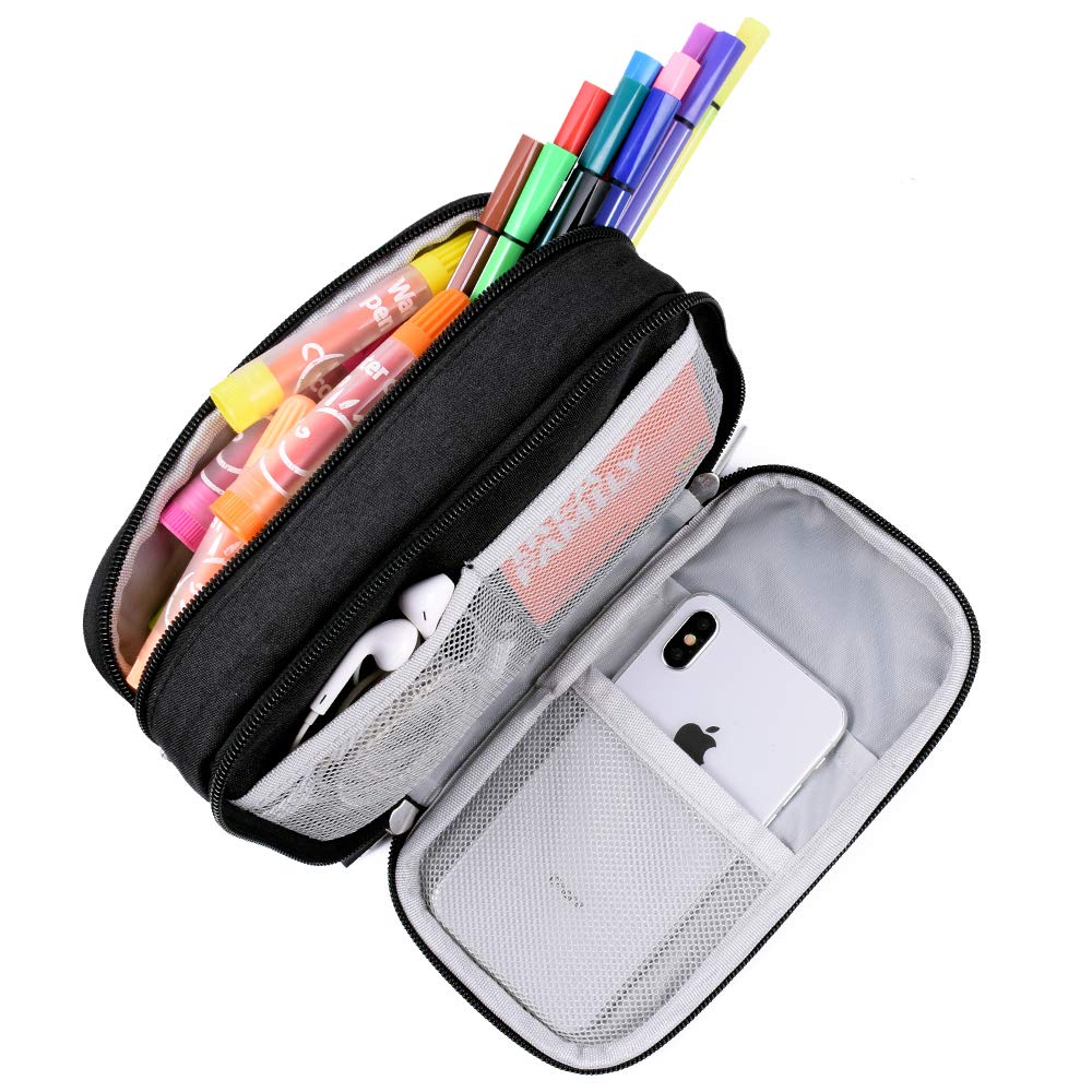 Large Capacity Multi-Compartment Pencil and Makeup Bag