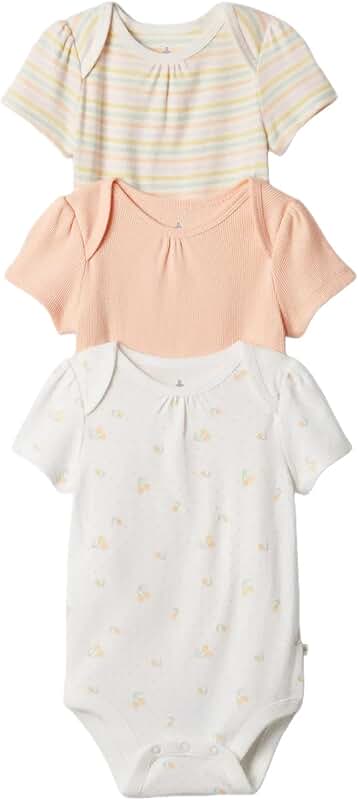 Three-pack of short sleeve baby bodysuits