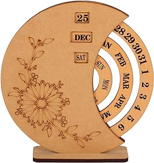 8.5 Inch Wooden Perpetual Calendar for Desk Decor
