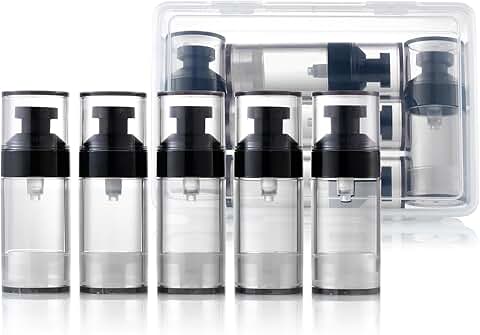 Set of 5 Reusable Wide Caliber Airless Pump Bottles