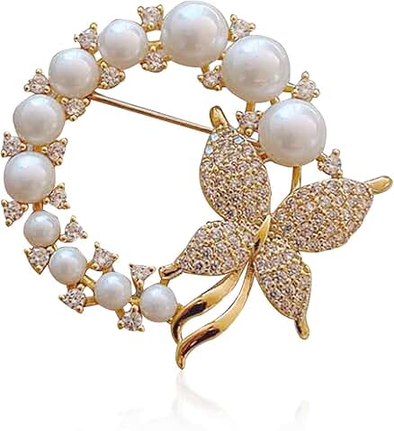 Elegant Butterfly Pearl Brooch for Women