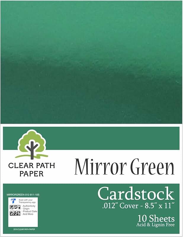 Mirror Green Cardstock, 8.5 x 11 inches, 10 sheets
