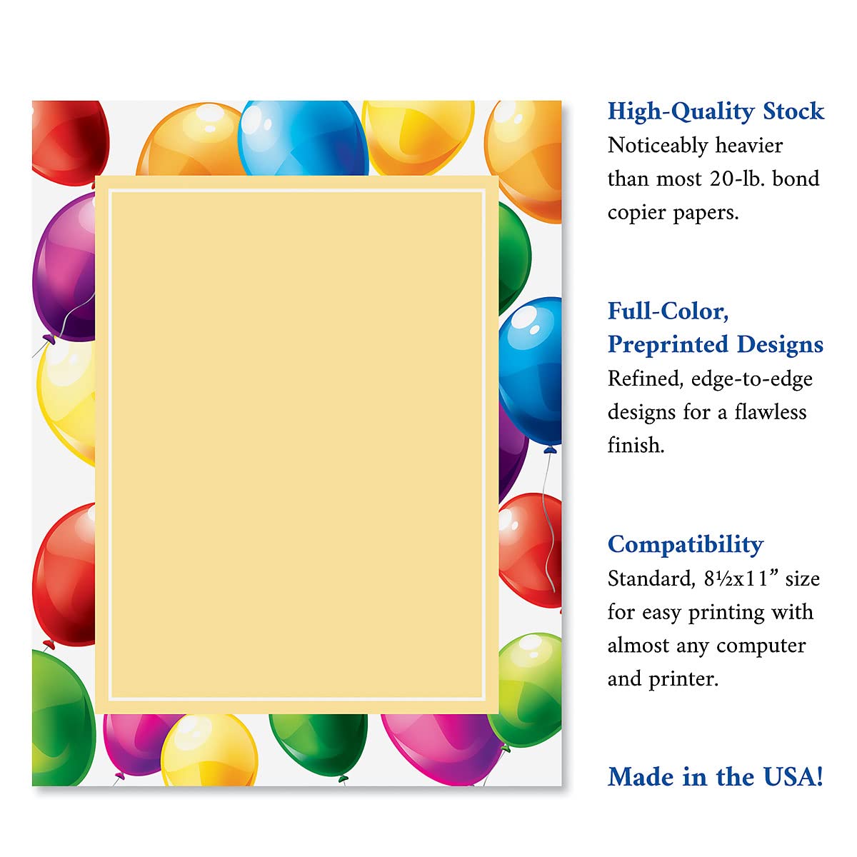 Set of 25 decorative letter paper for parties and events