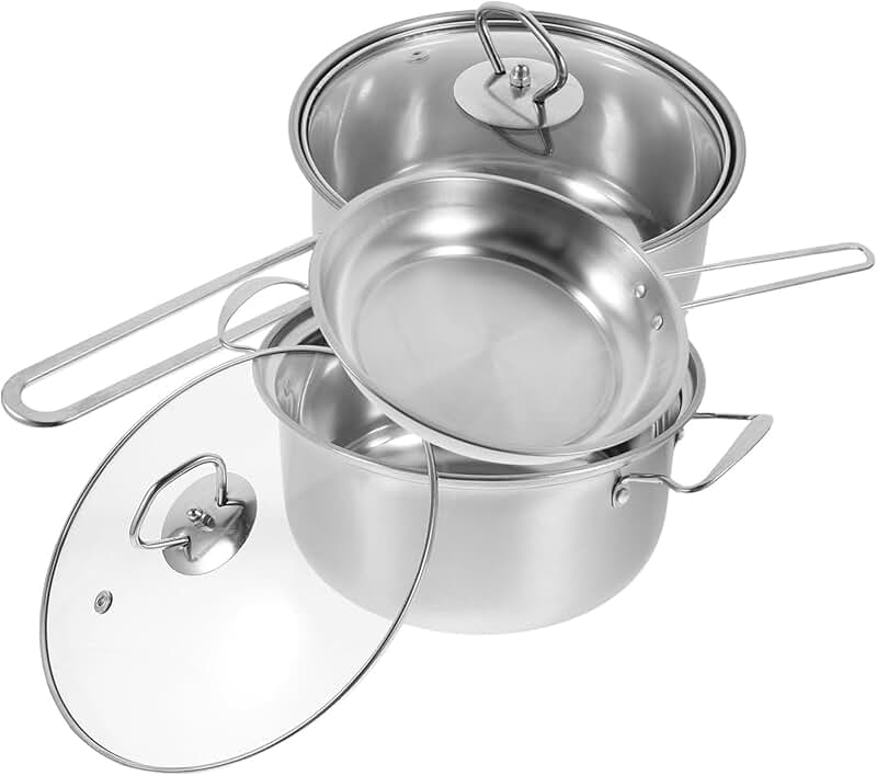 Stainless Steel Cookware Set with Soup and Frying Pans