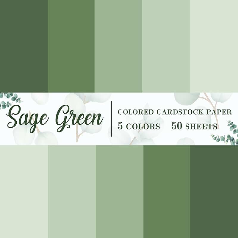 50 Sheets of Sage Green Thick 8.5x11 Paper for Crafts and Printing