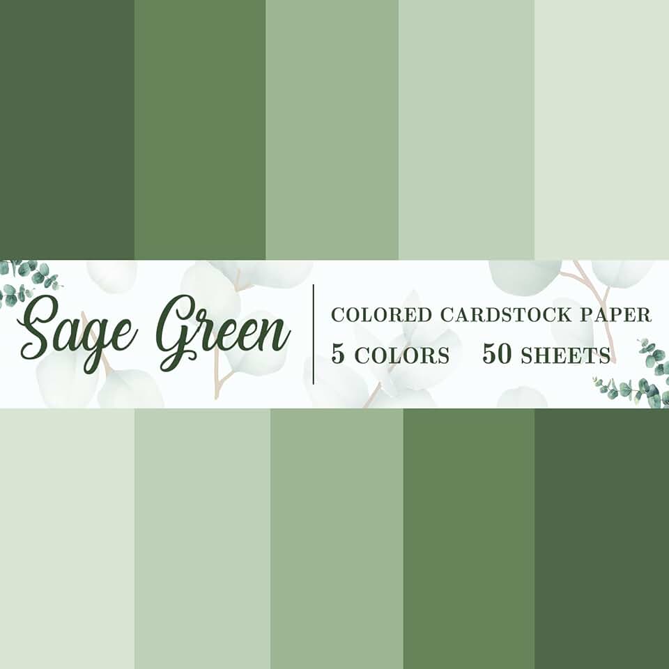 50 Sheets of Sage Green Thick 8.5x11 Paper for Crafts and Printing