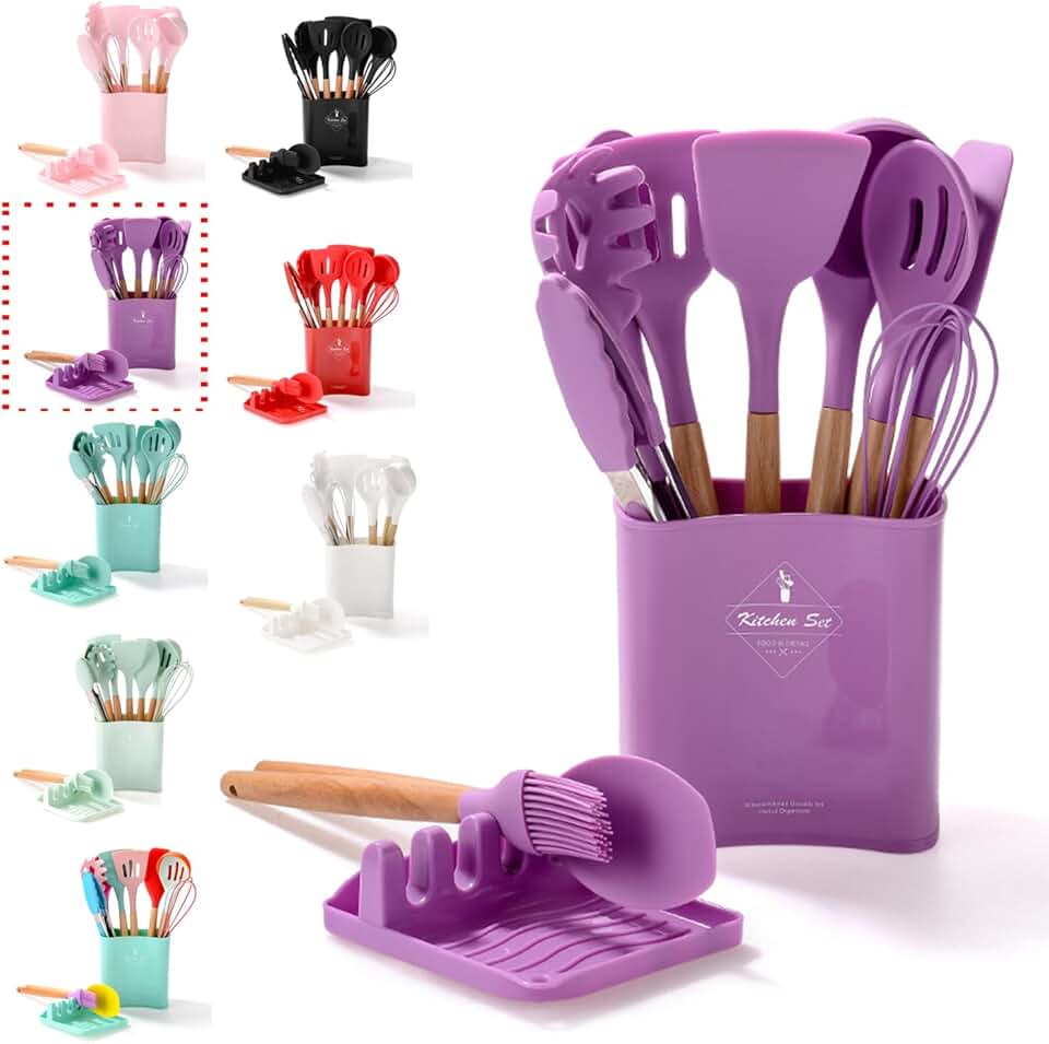 13-Piece Purple Silicone Kitchen Utensil Set