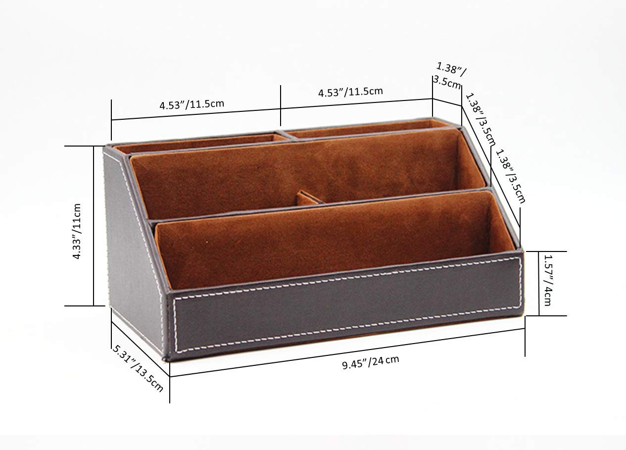 Brown PU Leather Remote and Controller Organizer
