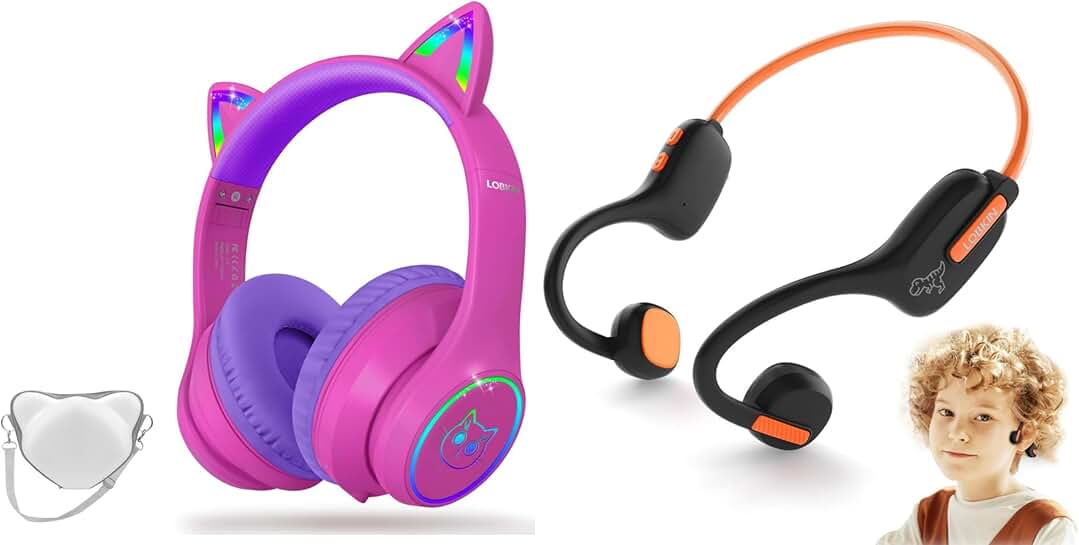 Kids Bluetooth Headphones with Cat Ears and LED Light