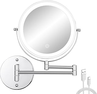 Wall Mount Makeup Mirror with Lights and Magnification