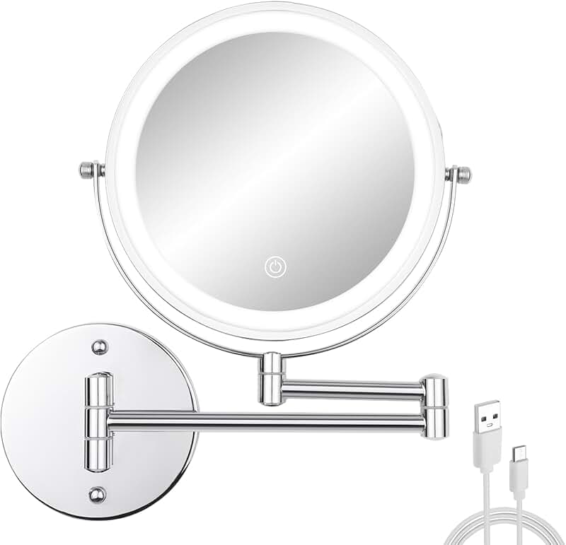 Wall Mount Makeup Mirror with Lights and Magnification