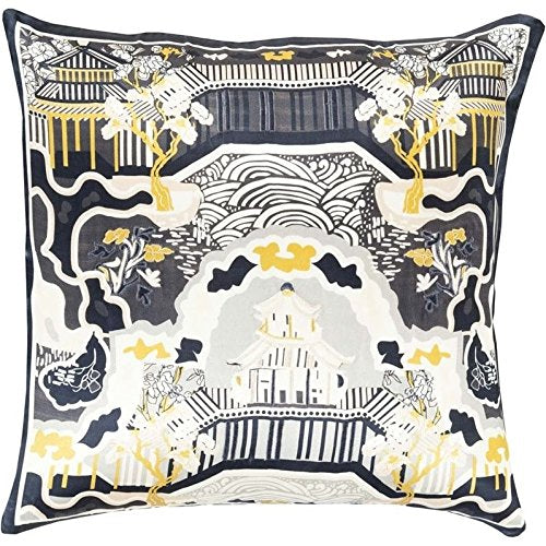 GE011-2222P Geisha Poly Fill 22" Square Pillow, W 22" D 22" H 5", Forest,Navy,Gold,Gray,Beige