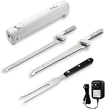 Rechargeable Electric Knife with 4 Blades and Serving Fork