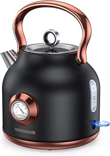 1.7L Stainless Steel Electric Kettle with Temperature Gauge