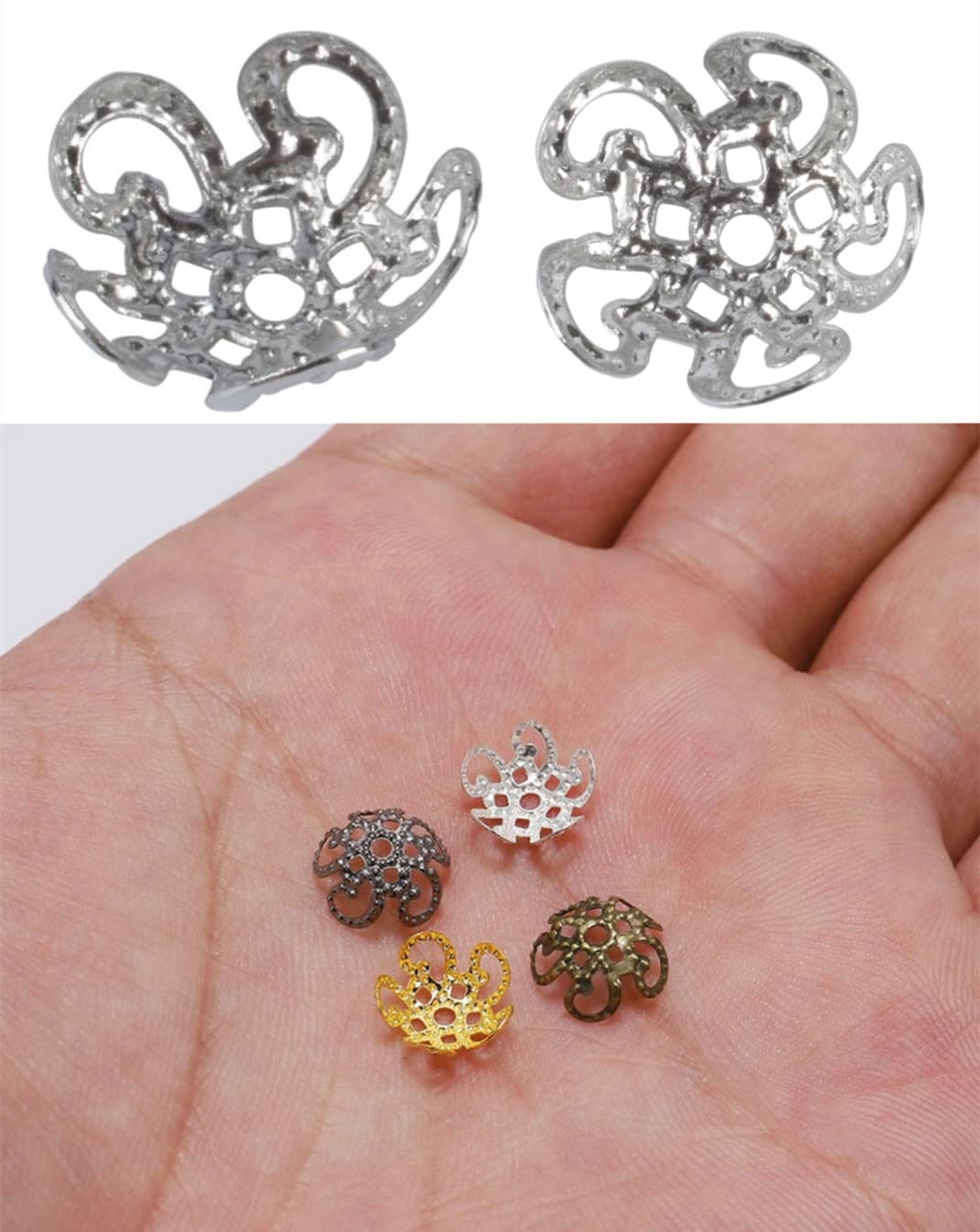 500pcs 11mm gold-tone flower bead caps for jewelry making