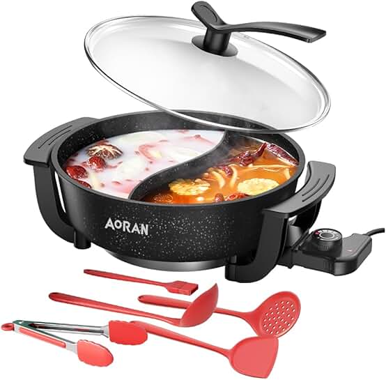 Electric Hot Pot with Divider and Accessories