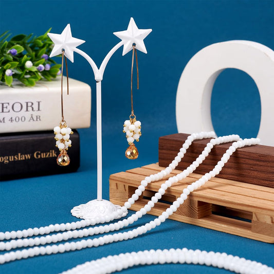 10 Strands White Faceted Crystal Beads for Jewelry Making