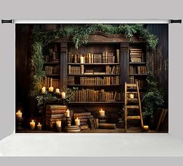 10x6.5ft Wooden Bookshelf for Photography and Study