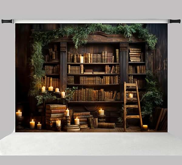 10x6.5ft Wooden Bookshelf for Photography and Study