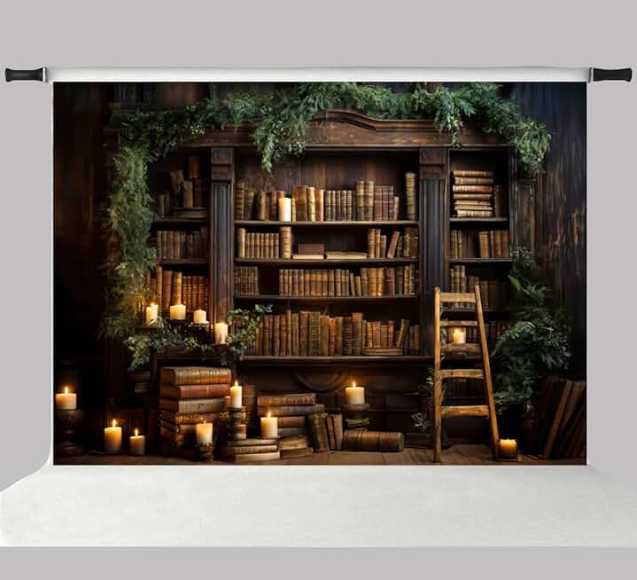 10x6.5ft Wooden Bookshelf for Photography and Study