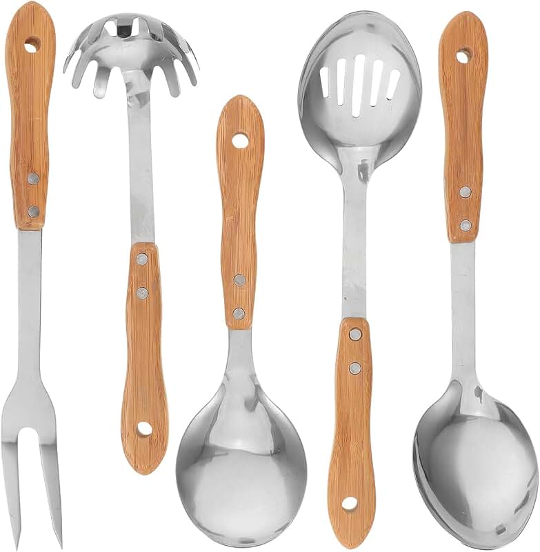 Set of 5 Heat-Resistant Stainless Steel Kitchen Utensils