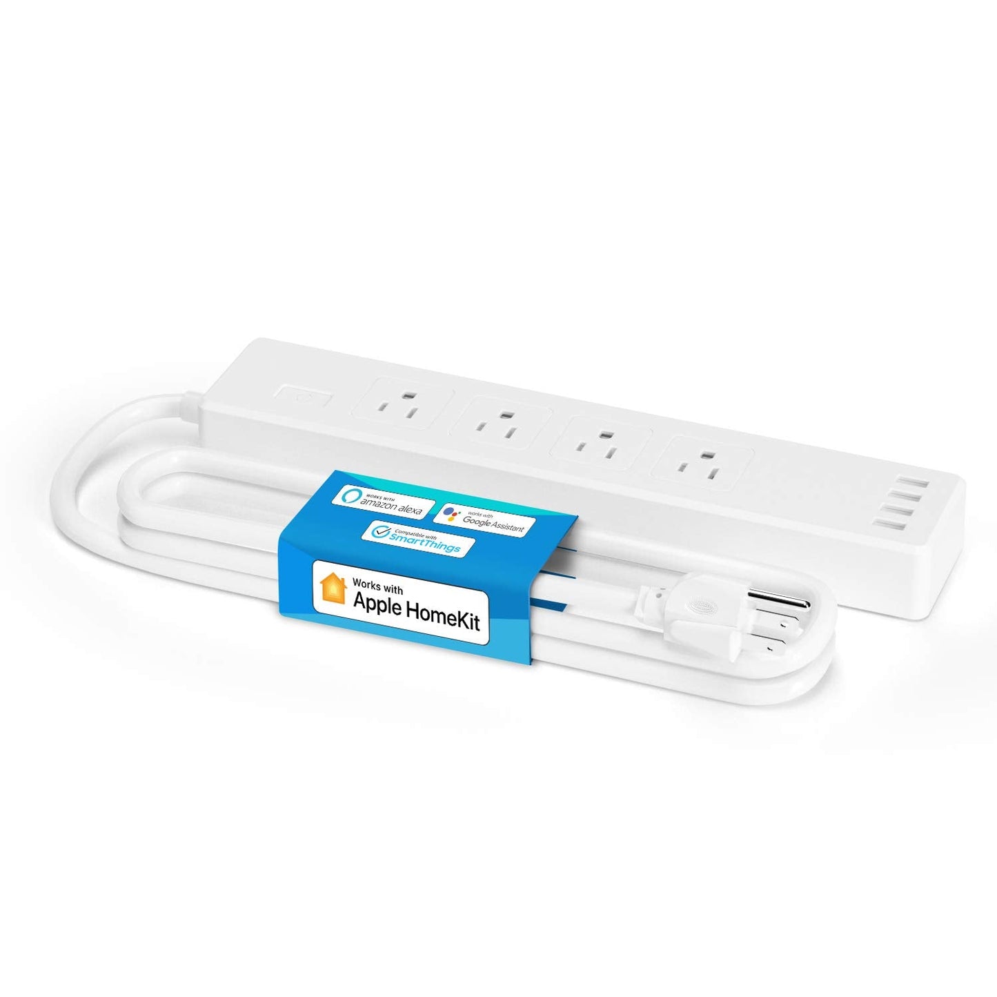 Smart Power Strip Compatible with Apple HomeKit, Siri, , Google Home and SmartThings, WiFi Surge Protector with 4 AC Outlets, 4 USB Ports and 6ft Extension Cord, Voice and Remote Control
