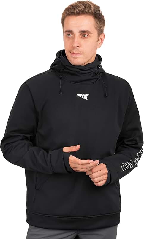 Water-Resistant Mountain Mist Fishing Hoodie with Fleece and Gaiter