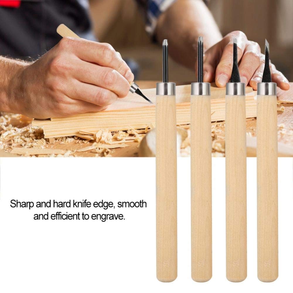 4-Piece Wood Carving Set with Knives and Sharpener