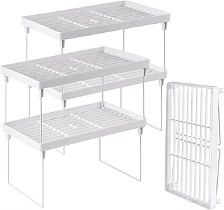 4-Pack Stackable Plastic Kitchen Storage Shelves