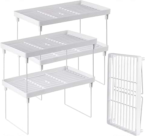 4-Pack Stackable Plastic Kitchen Storage Shelves