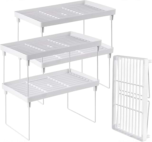4-Pack Stackable Plastic Kitchen Storage Shelves