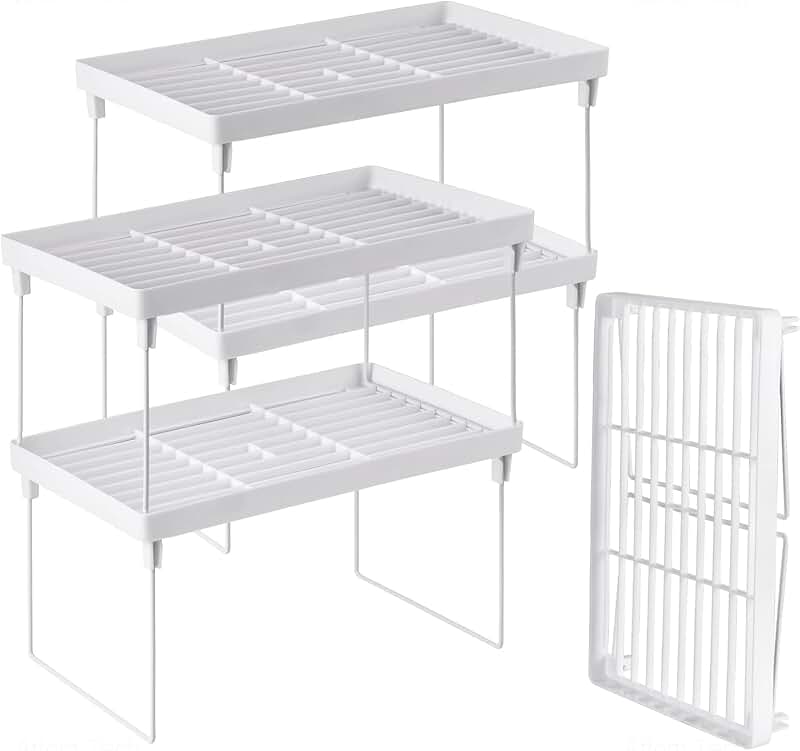 4-Pack Stackable Plastic Kitchen Storage Shelves
