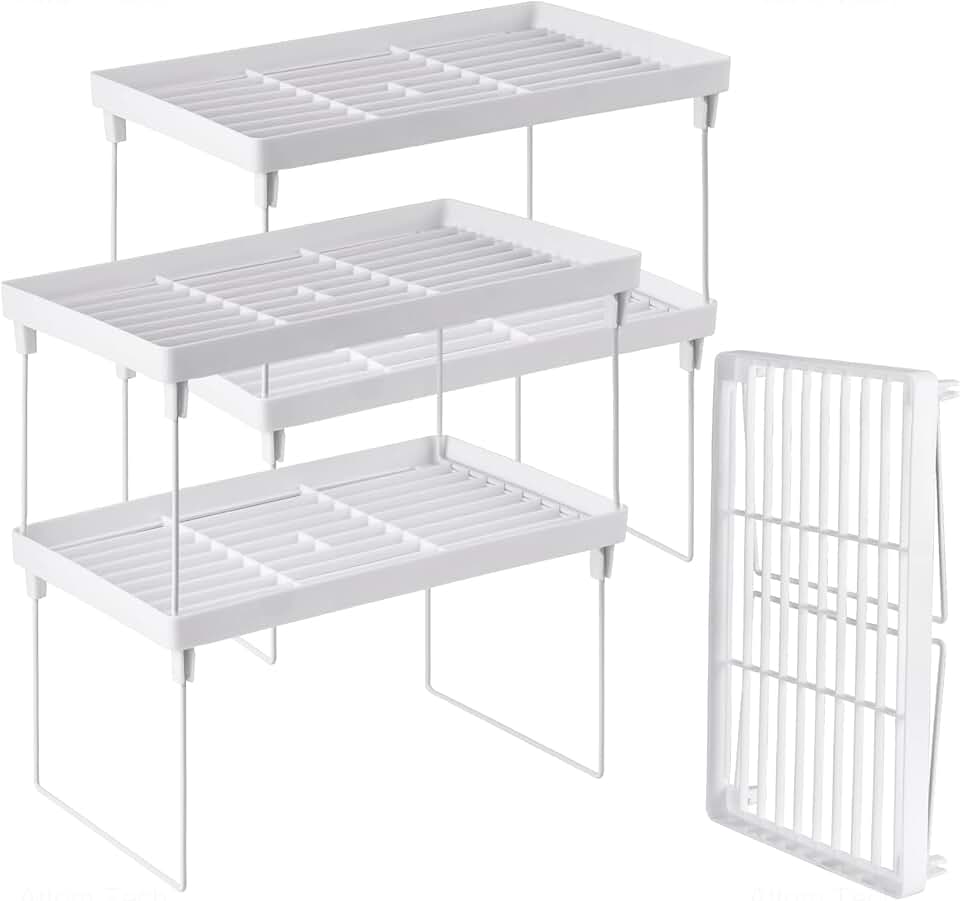 4-Pack Stackable Plastic Kitchen Storage Shelves