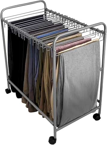 Pants Rack with 20 Hangers and Rolling Cart