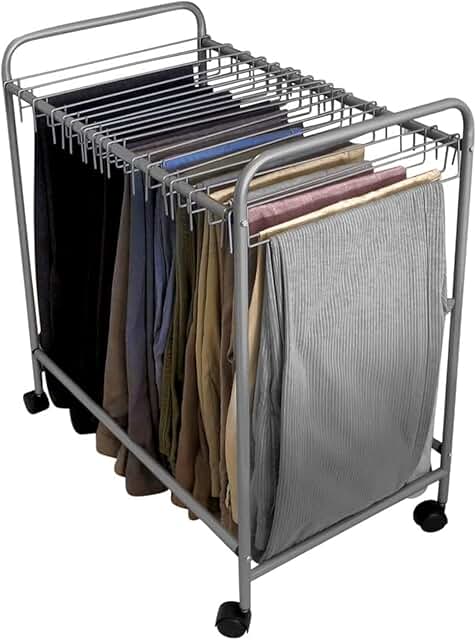 Pants Rack with 20 Hangers and Rolling Cart