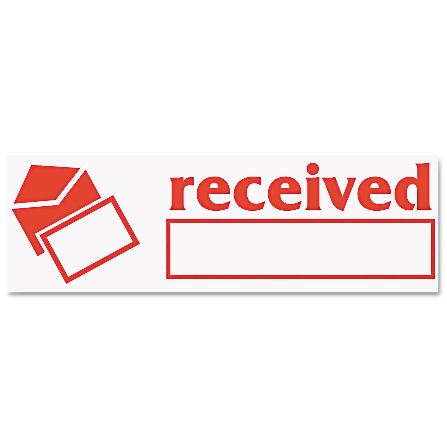 Received message stamp with shutter, red ink
