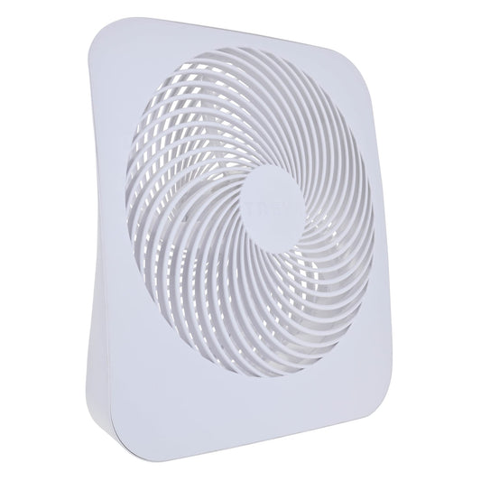 10-Inch Portable Desktop Battery Fan, Powered by Battery and/or AC Adapter - Air Circulating with 2 Cooling Speeds - White