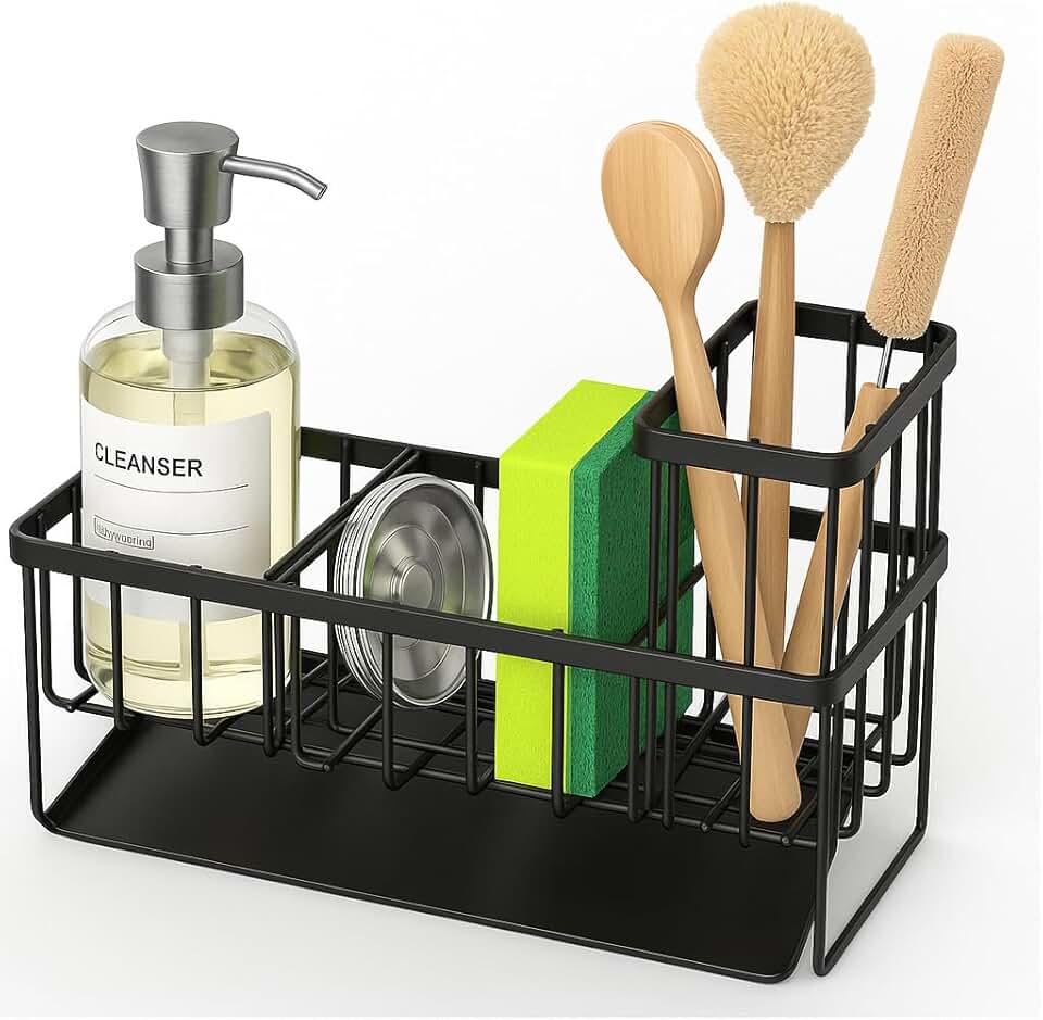 All-in-One Stainless Steel Sink Organizer with Non-Slip Tray