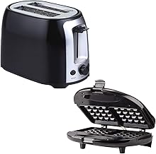 Black 2-Slice Toaster and Waffle Maker Set