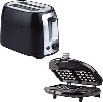Black 2-Slice Toaster and Waffle Maker Set