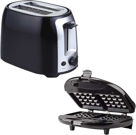 Black 2-Slice Toaster and Waffle Maker Set
