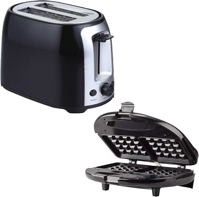 Black 2-Slice Toaster and Waffle Maker Set