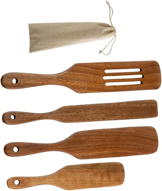 Wooden Cooking Utensil Set with Spoons and Spatulas