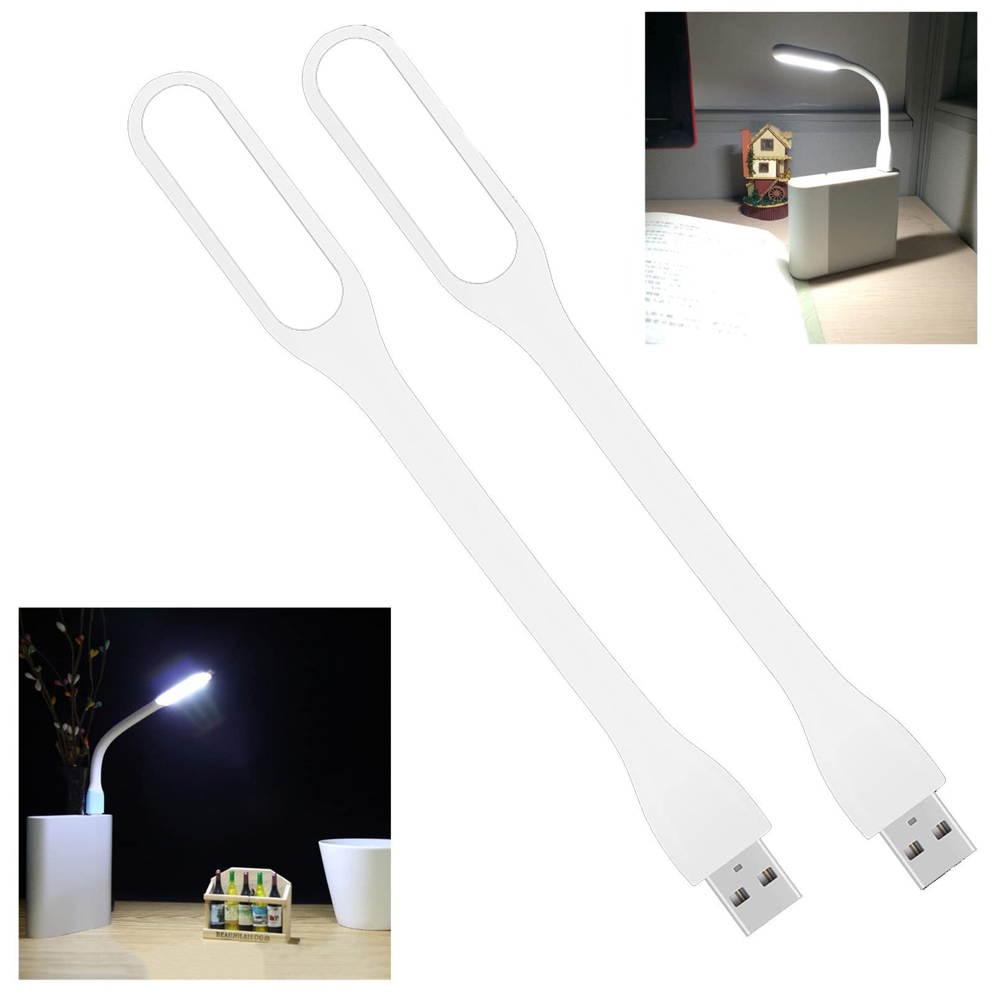 Mini Flexible USB LED Reading Light, 2 Pack