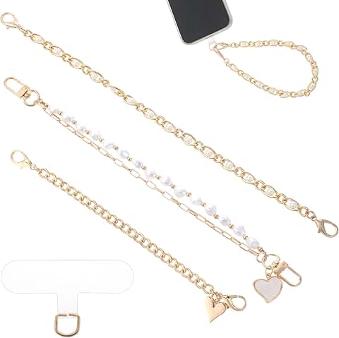 3-Piece Pearl Beaded Phone Wrist Strap Set