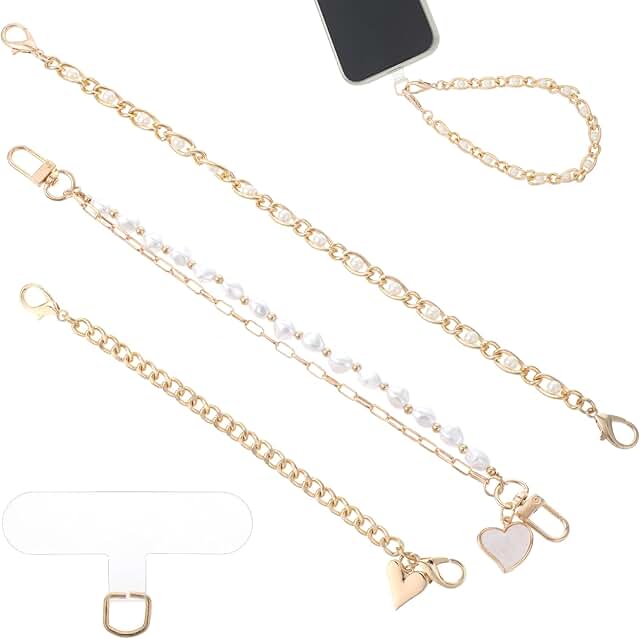 3-Piece Pearl Beaded Phone Wrist Strap Set