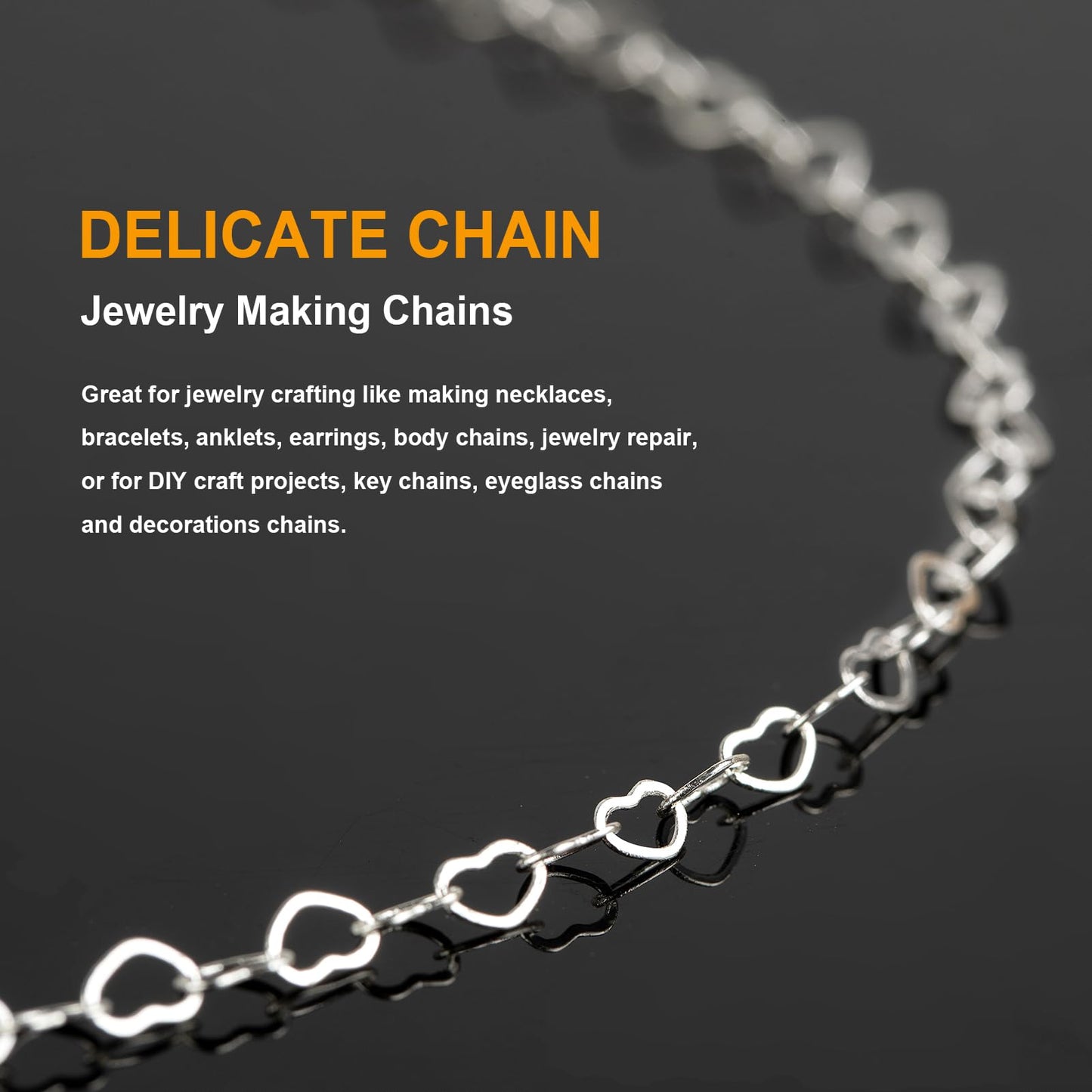Silver Heart Necklace Chain Bulk for Jewelry Making