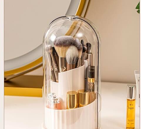 Rotating Makeup Brush Holder with Sliding Lid